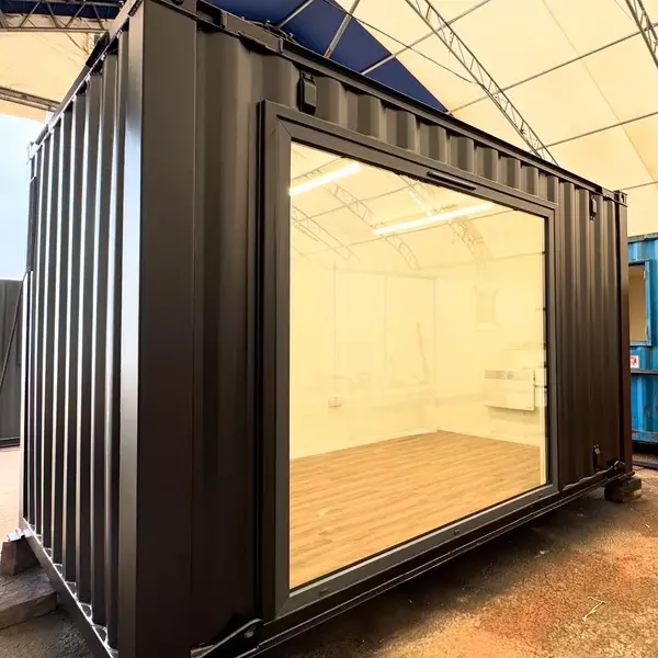 12 × 8 ft Custom Office with Picture Window – Jet Black (Refurbished)