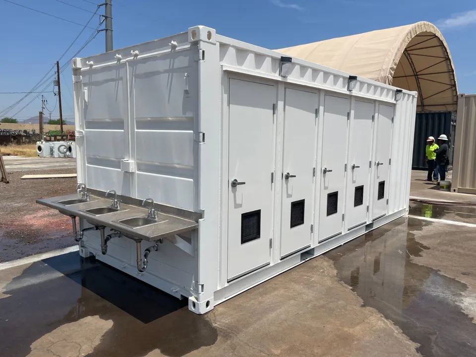20ft Portable Restroom with Five Separate Bathroom Stalls (New) — view 7