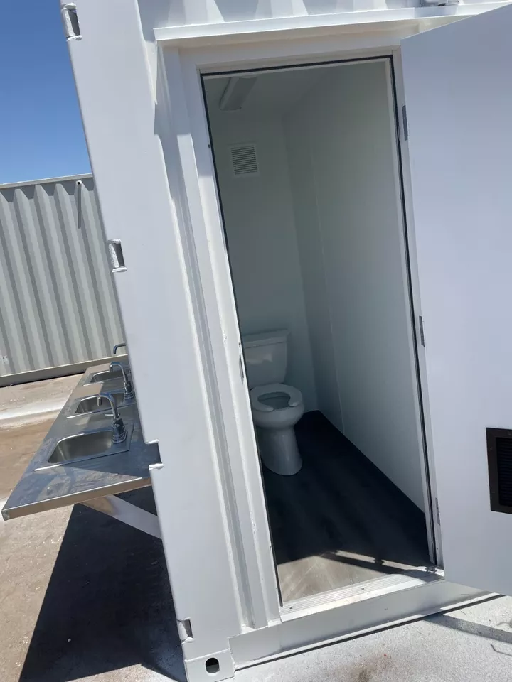 20ft Portable Restroom with Five Separate Bathroom Stalls (New) — view 5