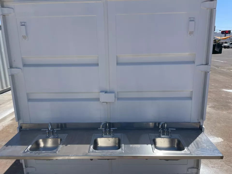 20ft Portable Restroom with Five Separate Bathroom Stalls (New) — view 2