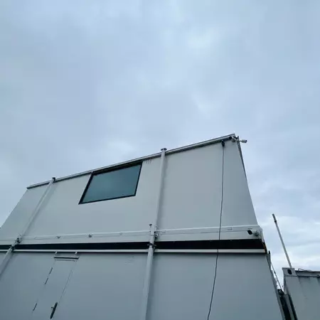 Two-Storey Cabin Stack – 2 × 32 × 10 ft Office, Crib & Drying Rooms (Refurbished)