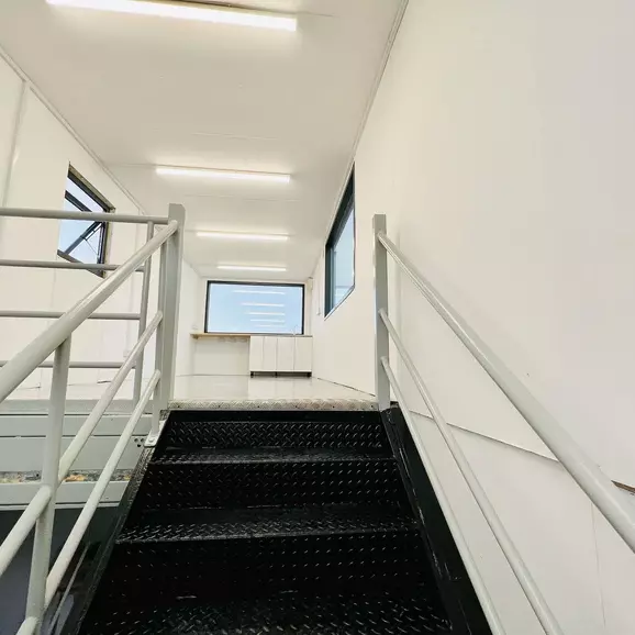 Two-Storey Cabin Stack – 2 × 32 × 10 ft Office, Crib & Drying Rooms (Refurbished) — view 2