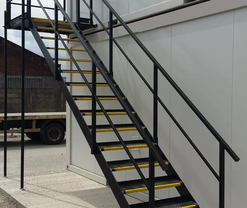 Steel Staircase with Landing for Stacked Cabins (New)