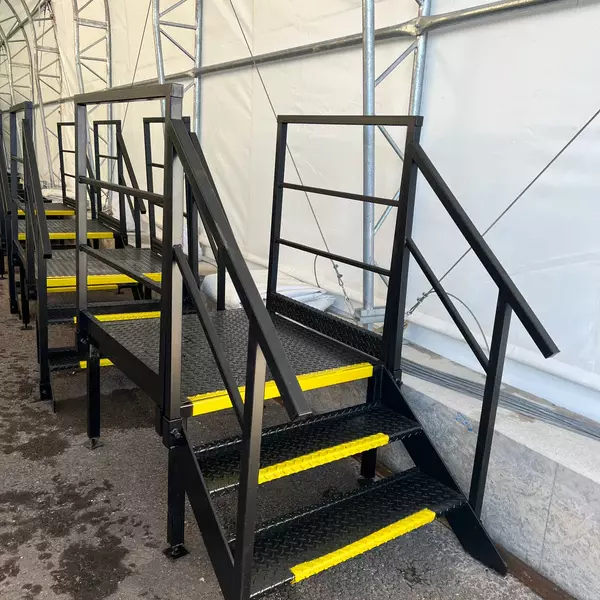 3-Tread Steel Podium Steps with Handrails (New)