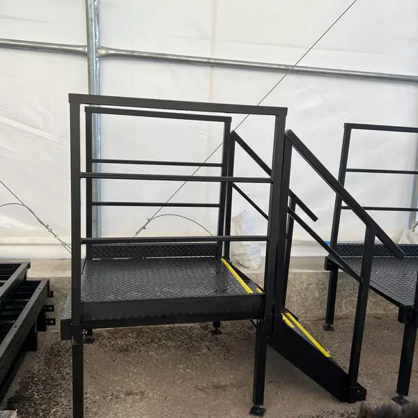 3-Tread Steel Podium Steps with Handrails (New) — view 2