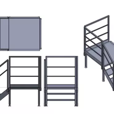 3-Tread Steel Podium Steps with Handrails (New) — view 7