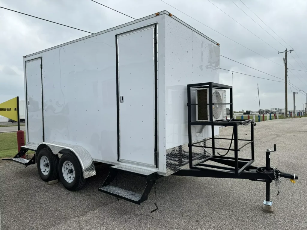 Two-Station Portable Restroom Trailer – 7 × 14 ft